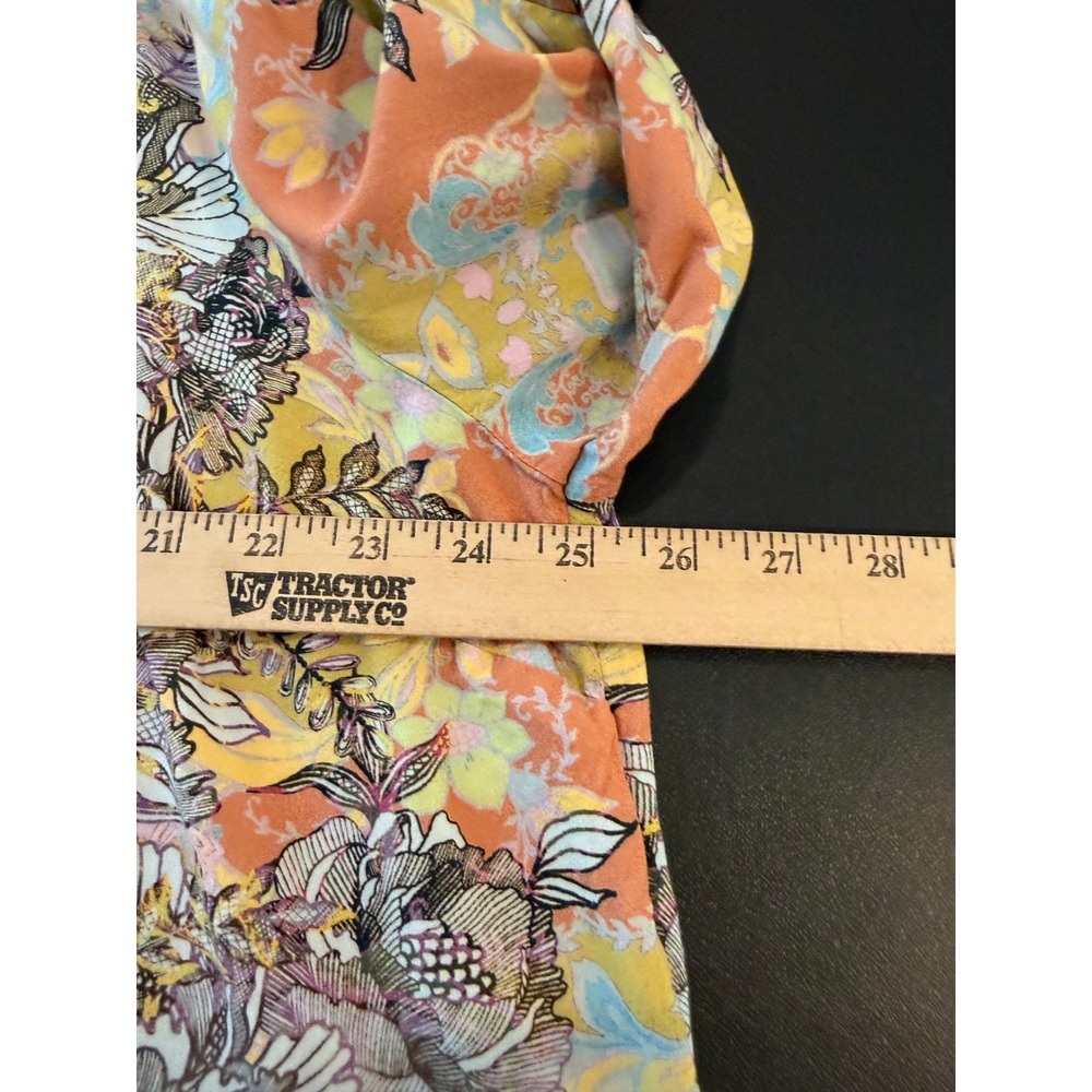 Soft Surroundings Womens 2X Blouse Yellow Floral Paisley Pleated Rayon Top Chic - Picture 6 of 9